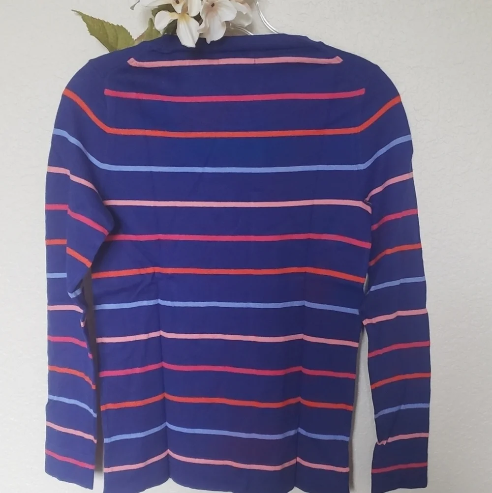 J.Crew Multicolor Stripe Print Indigo Sweater